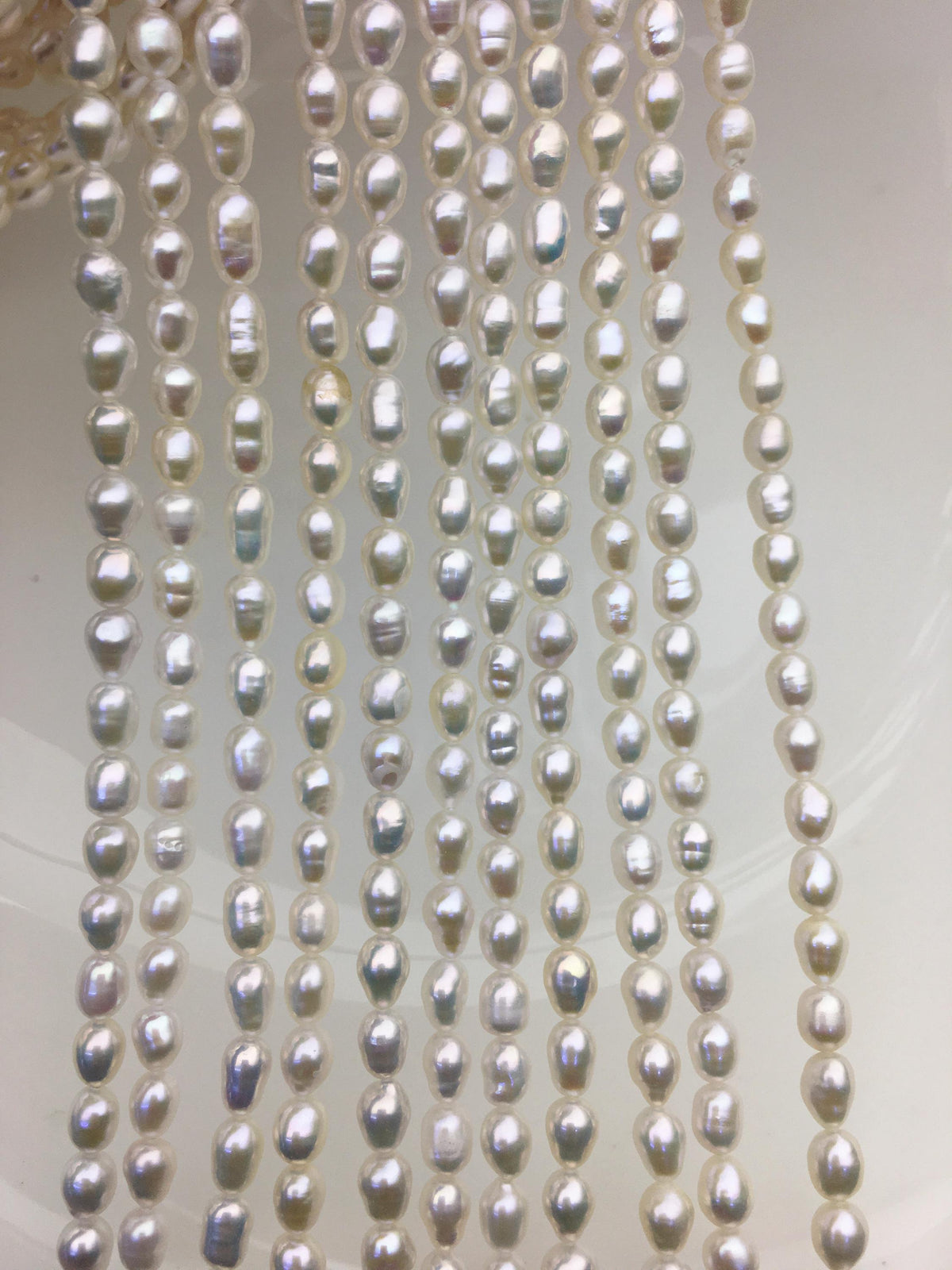AA 4.5-5mm*5-7mm white rice freshwater pearl, Cultured white rice freshwater pearls bead, pearl necklace, DIY, LR4-2A-2