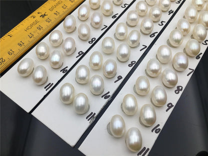 AAA 10mmx12.5-15mm white LONG rice freshwater pearls, tear drop pearl earrings, dangle pearl earrings, white rice pearls, custom hole, LR10-3A-9