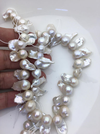 15.5'' AA+ 9-11mm white flame ball pearl,FL15-2A-5-4