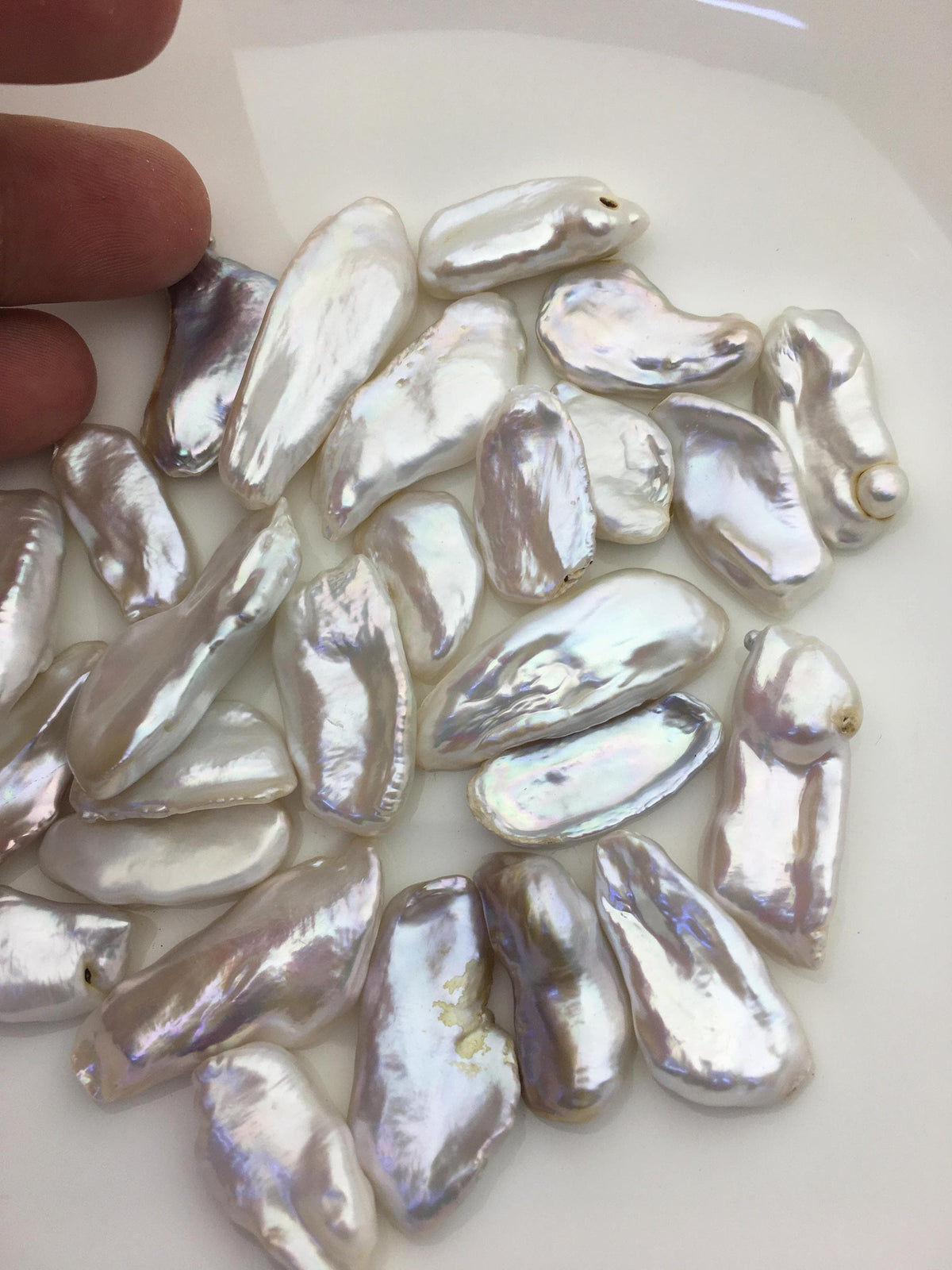 26pcs AA 12-17mm big white biwa keshi Freshwater Pearls, no hole,ZS-80-1-1