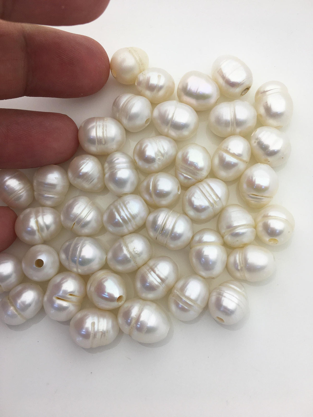 30pcs AA+ 10.2-11.2mm white rice freshwater pearls,2.2mm large hole,LR11-2A-1