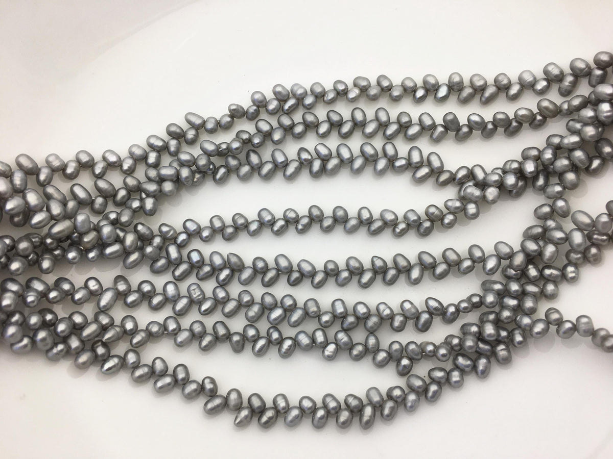 AA+ 4-4.5mm gray rice pearls, full strand, oval loose pearl beads, diy pearl, genuine pearl, Cultured pearl, diy pearl beads, LR4-T7