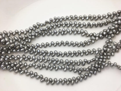 AA+ 4-4.5mm gray rice pearls, full strand, oval loose pearl beads, diy pearl, genuine pearl, Cultured pearl, diy pearl beads, LR4-T7