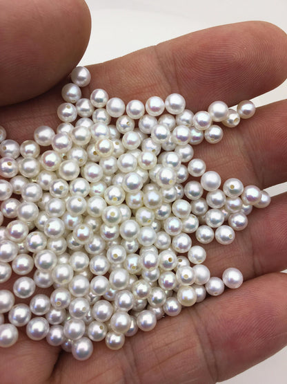 10pcs AAA 4-4.5mm seed round freshwater pearl bead, white freshwater round loose pearl wholesale, tiny pearl supply, RP4-3A-7