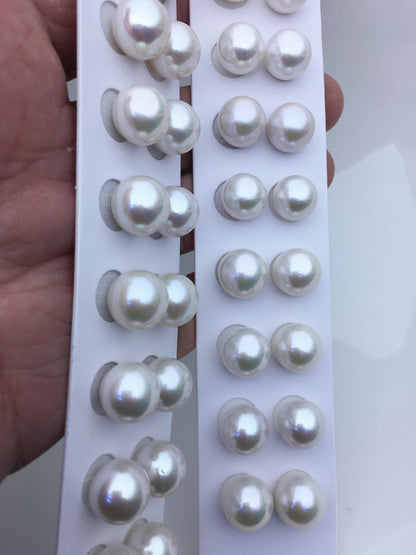 1 pair AAA+ 11-12mm white round freshwater pearl pair,no hole,RP11-3A-4