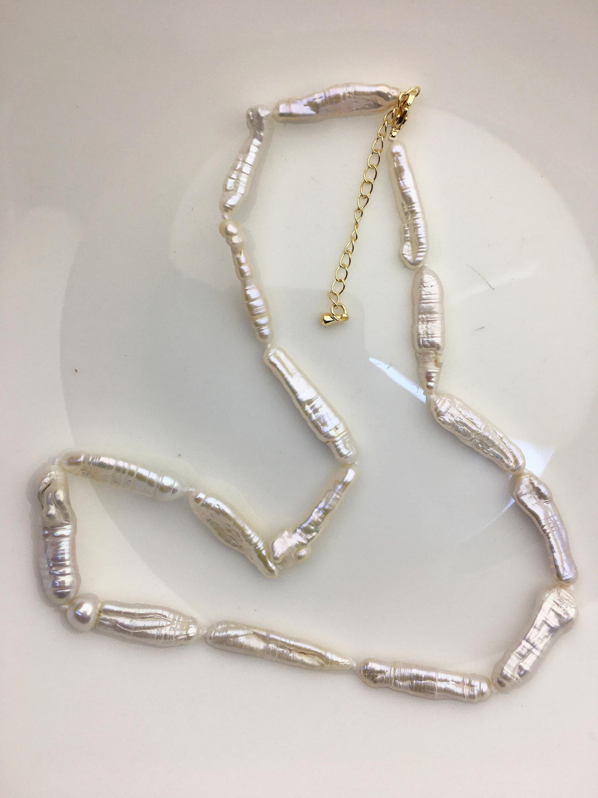 17''+2'' AA+ 4-8mm white toothpick biwa freshwater Pearl necklace,genuine freshwater Pearl necklace,NPN1-024-1
