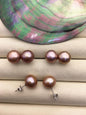 1 pair AAA 11-12mm purple button round edison pearl stud earrings,S925 Sterling Silver stud earrings,SE3-T9-70