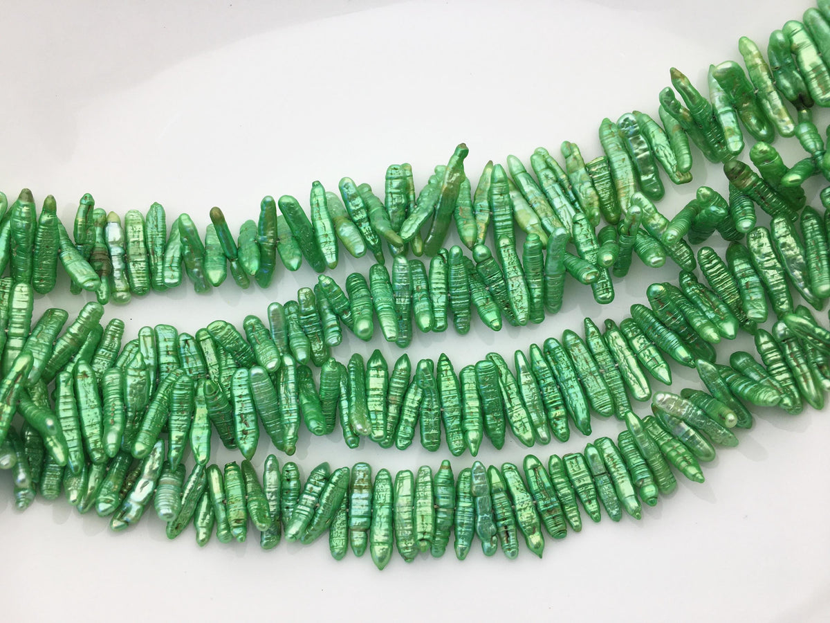 AA 4-5mm green Biwa Keshi Pearl Necklace,Genuine Fresh Water Pearl,Wedding Necklace,Mothers Day,ZS-80-10-49
