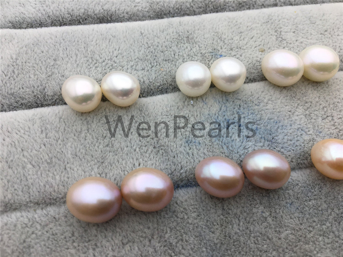 AAA 10-11mm big white/pink/lavender rice freshwater pearls, rice pearl earrings, tear drop pearl earrings, dangle pearl earrings, LR10-3A-6