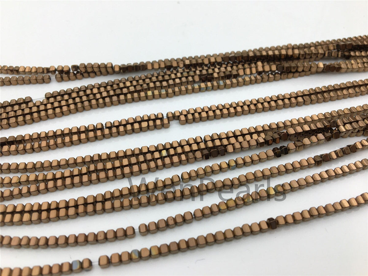 Hematite,Brown 2mmx2mm cube square Beads,AAA, 15.5 inches,G50-CU22-006-2