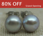 AAA+ 4mm-12mm Gray Pearl Stud Earrings, button round, Select Size, silver grey pearl stud earrings, Sterling Silver, SE1-007