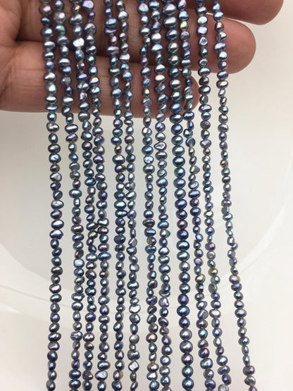 AAA 2-3mm black blue nugget seed pearls, irregular nugget freshwater pearl strand, cheap price, pearl factory china, LM2-3A-4