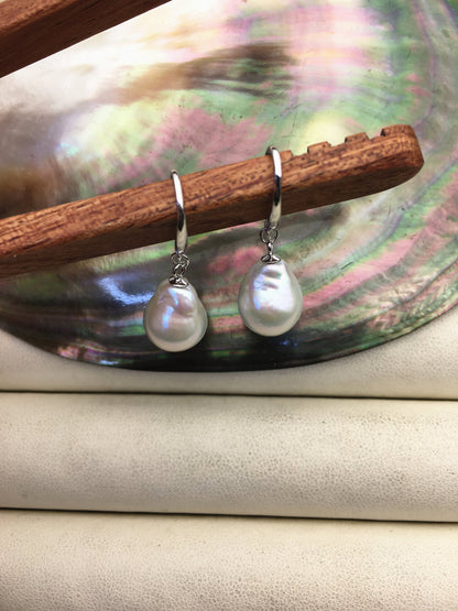 1 pair AAA 10-11mm white drop edison pearl dangle earrings,S925 Sterling Silver earrings,wedding pearl earrings,SE3-T9-5