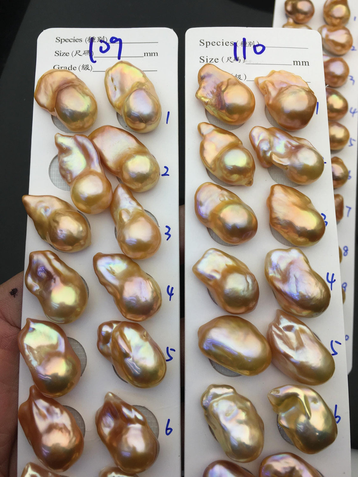 Natural Pink Rainbow Flame Ball Pearl Pair | AAA 13-15mm Fire Pearl