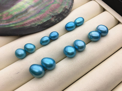 AAA 8mm/10mm Blue rice freshwater loose pearls pair, for make dangle pearl earrings, brown rice pearls, custom drill hole, LR9-3A-4-18