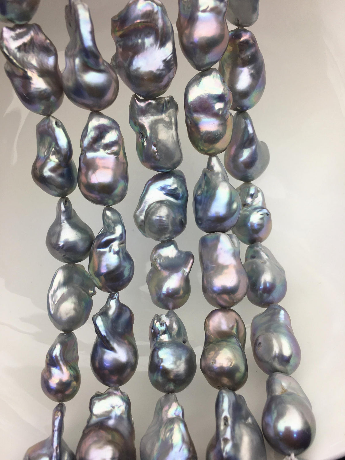15.5'' AAA 14-17mm Big Gray flame ball freshwater pearl,FL15-3A-7-5