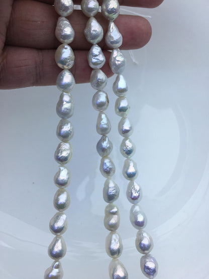 AA+ 7-9mm white baroque drop Edison Freshwater Pearl,ED12-2A-5-36