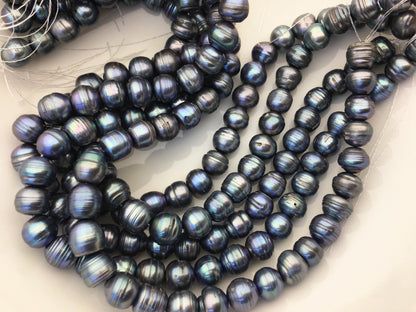 16.5'' AA 11.5-12.5mm blue black button freshwater pearls, Cultured pearl, diy pearl beads, gift for her, necklace, Christmas, SM12-T5