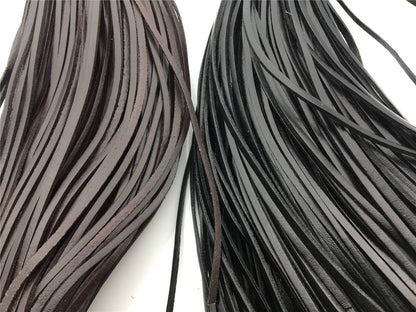 3-4mmx2mm Flat Black/coffer Color Leather Cord,Select Length,Wholesale Jewelry Supplies,Distressed Matte Finish,LC3-203