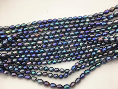 AAA 5-6mm blue black rice pearl beads,high luster freshwater pearls,loose freshwater pearl,LR5-3A-20