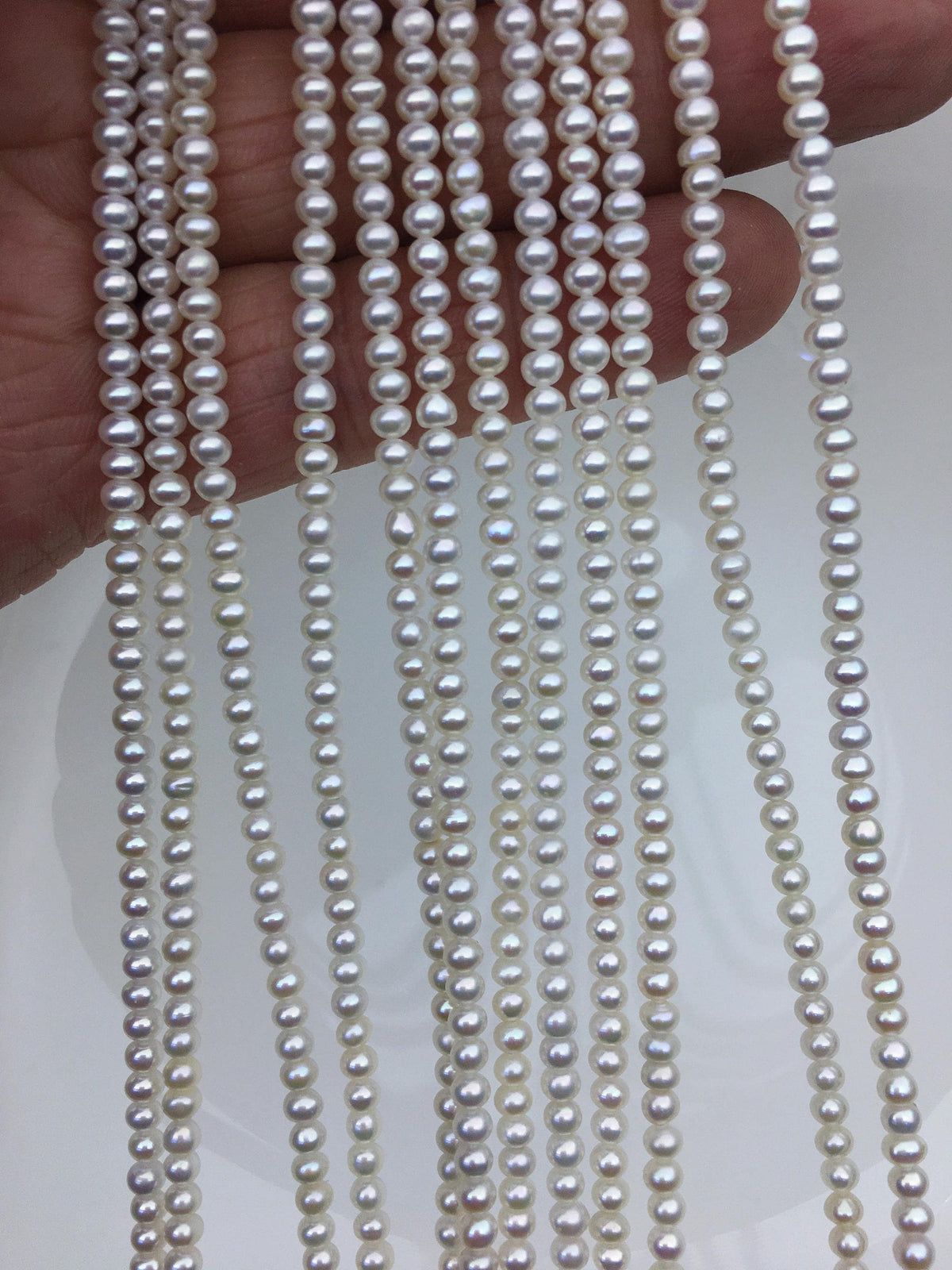 AAA 3-3.5mm tiny white button round freshwater pearls,nucleus pearl,Rondelle pearl Beads,SM3-3A-31