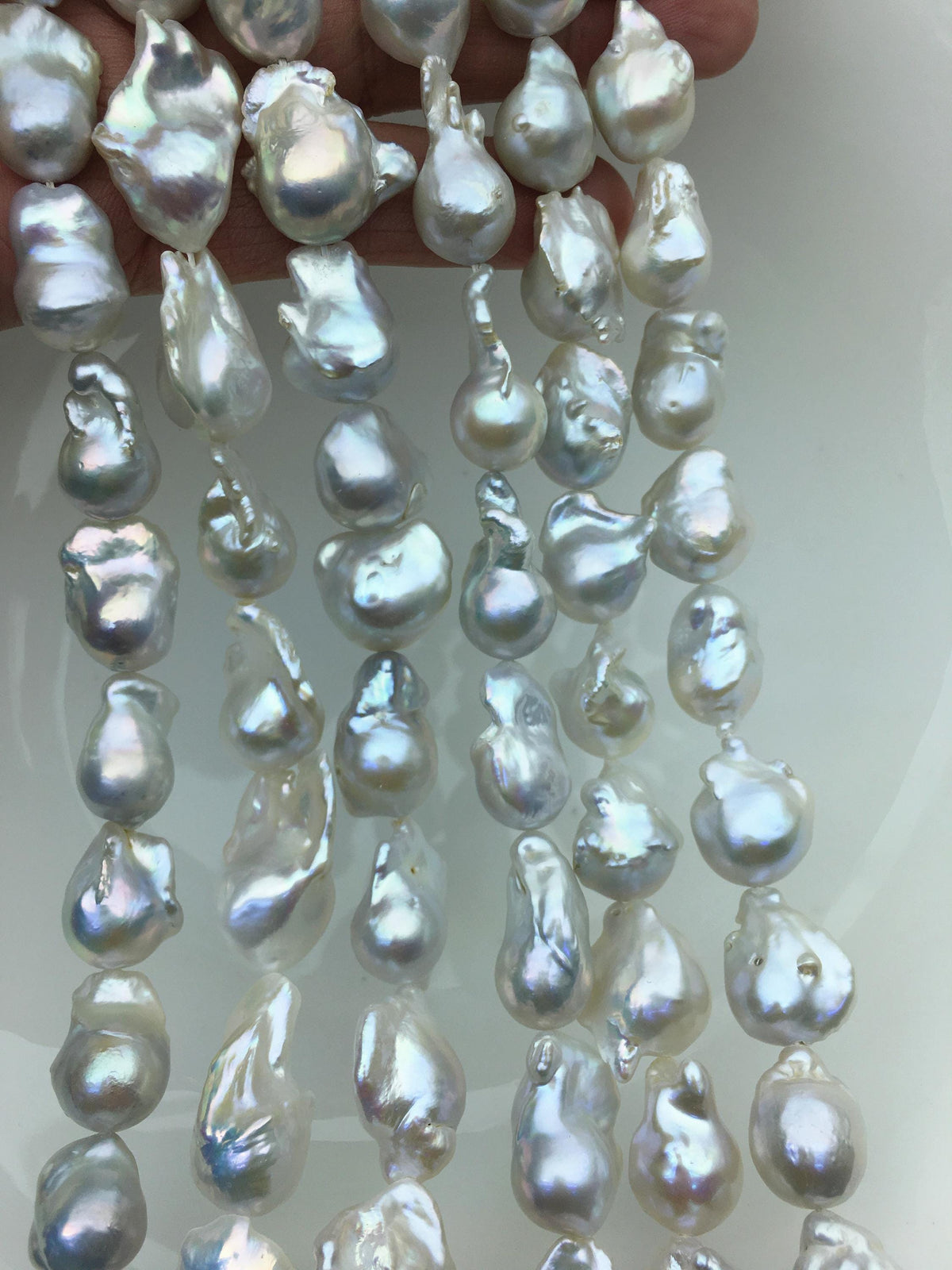 15.5'' AA+ 12-15mm White flame ball pearl,FL15-2A-5-3