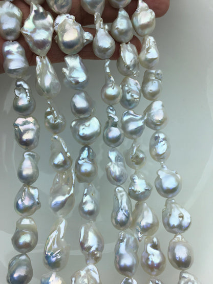 15.5'' AA+ 12-15mm White flame ball pearl,FL15-2A-5-3