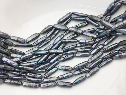 15.5'' AA 6-8mm Black Blue rectangle pearls,ZS-80-25-17