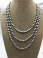 34''/51''/67'' 7mm Gray near Round Freshwater Pearl Necklace, mics color, dark gray Pearl necklace, gray round pearl, NPN1-142