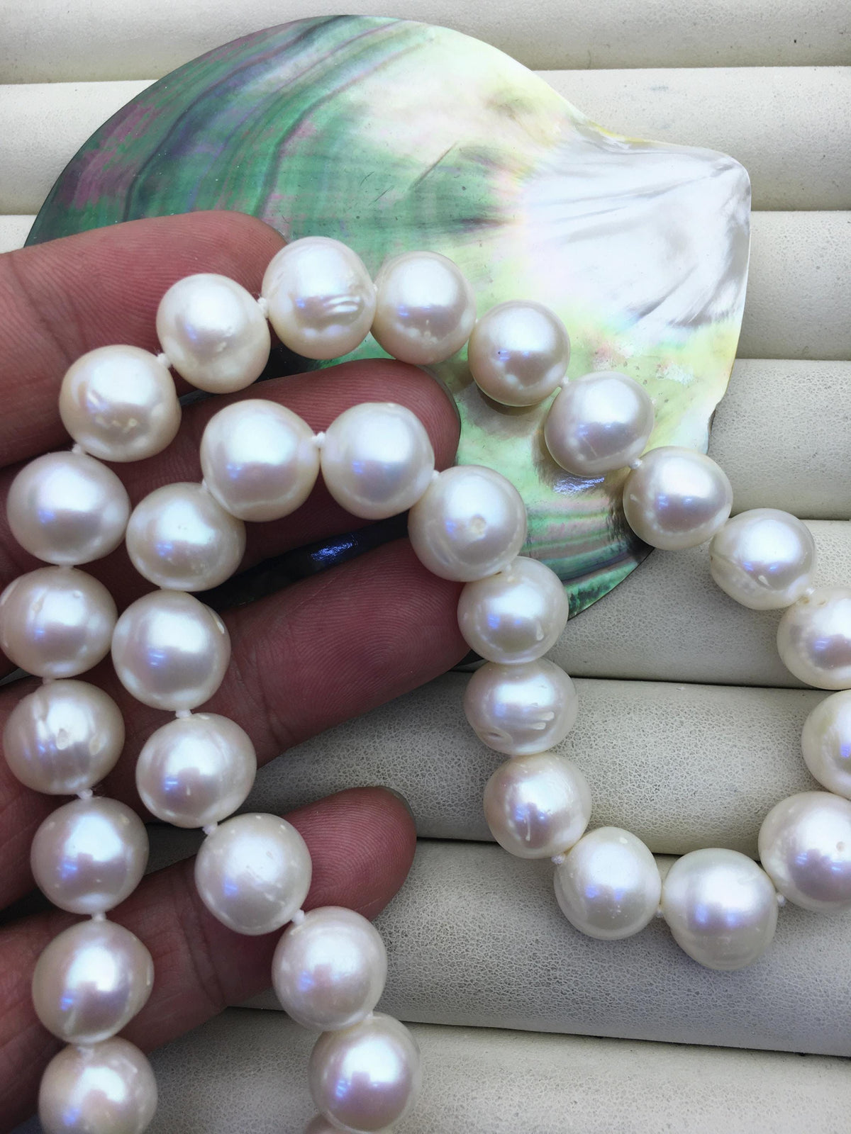 17.5'' AA+ 11.5-13mm Big white potato freshwater pearl necklace, Natural Pearl Necklace, Freshwater Pearl,NPN1-111