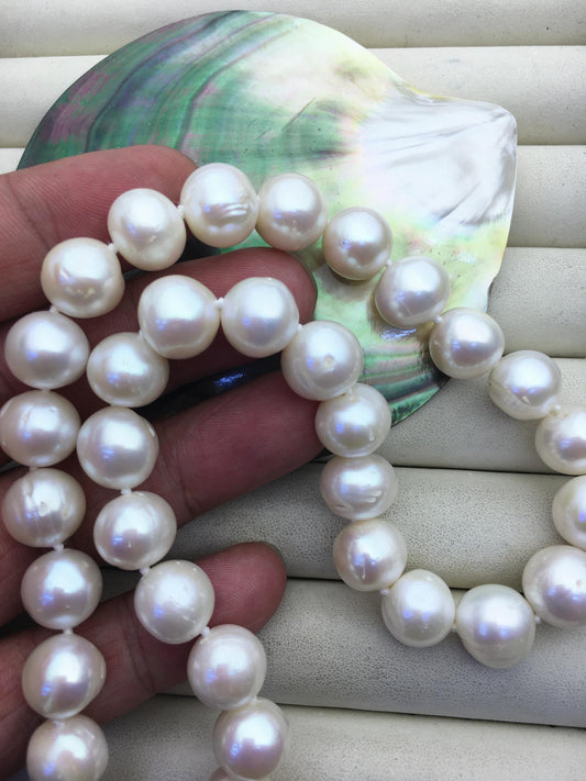 17.5'' AA+ 11.5-13mm Big white potato freshwater pearl necklace, Natural Pearl Necklace, Freshwater Pearl,NPN1-111