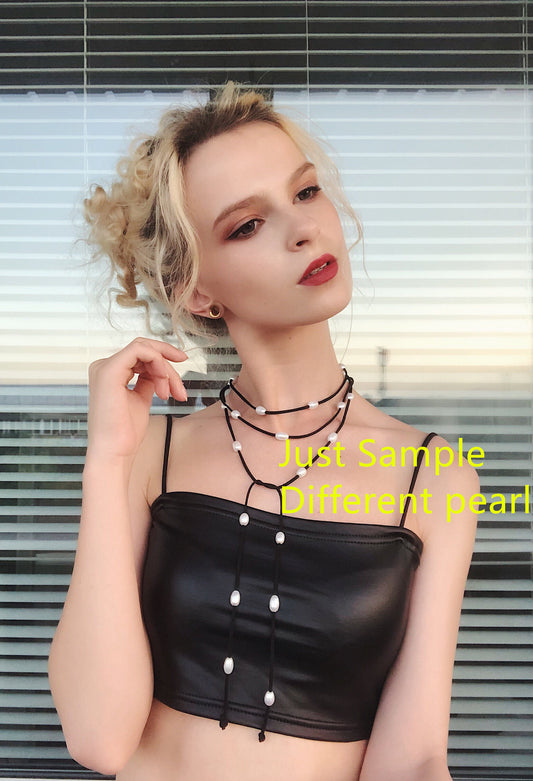 68 inches White Nugget Freshwater Pearl Wrap Bracelet Necklace Anklet on Black Brown Gray Suede Cord Multi Strands for Women, Le15-004