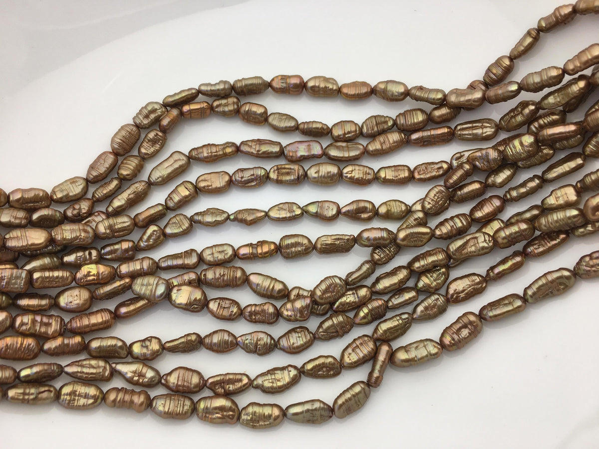 AA 5-6mm brown toothpick Biwa Pearl Necklace,Genuine Fresh Water Pearl,Wedding Necklace,Mothers Day,ZS-80-10-21