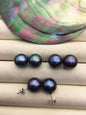 1 pair AA+ 12-13mm black round edison pearl stud earrings, S925 Sterling Silver stud earrings, wedding pearl earrings, SE3-T9-39