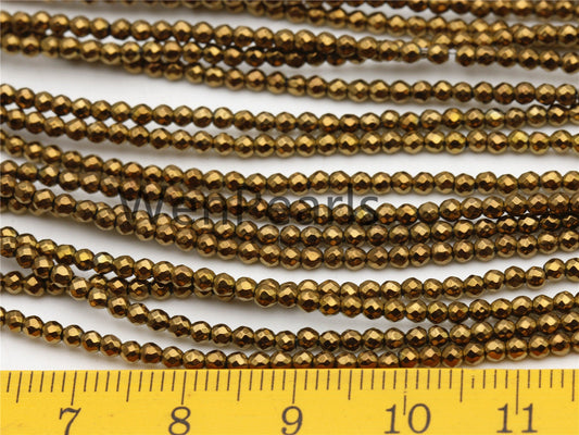 Hematite Brown,2mm Faceted Round,AAA,180 beads,15.5 inches,G50-R2-007