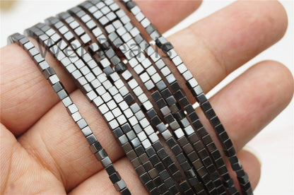 Hematite,1mm,2mm,3mm,4mm cube square Beads,AAA, SELECT SIZE,15.5 inches,G50-CU14-001
