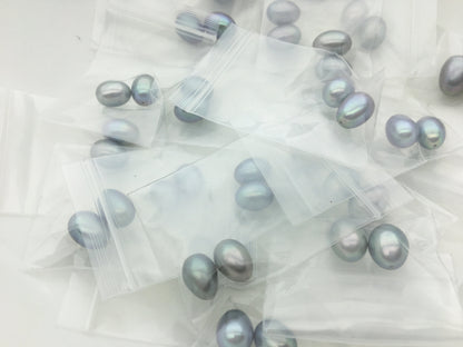 AAA 8.5-9.3mm Gray LONG rice freshwater pearls, tear drop pearl, dangle pearl earrings, white rice pearls, custom hole, LR9-3A-14