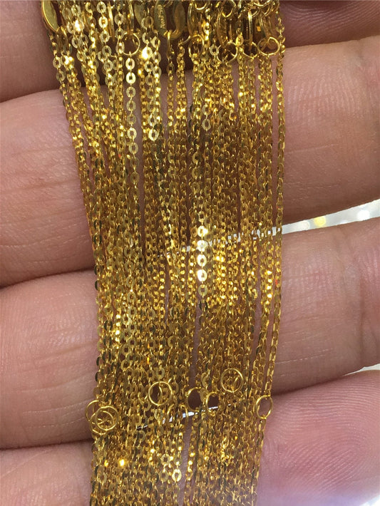 0.97-1grams Heavy 18'' adjust 16'' 18k Solid Gold yellow gold chain 750 for pendant, 45cm solid gold italy chain necklace, ASG-NC-1
