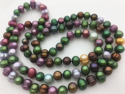 32'' 8mm green brown potato pearl Necklace,Wedding Necklace, Mothers Day,Happiness,wholesale,NPN1-104-4
