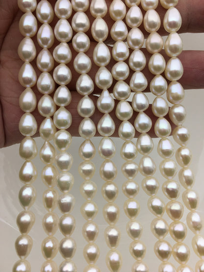AAA 7-8mm*8-9mm white teardrop freshwater pearls, Cultured white freshwater pearls beads, pearl necklace, pearl wholesale, LR7-3A-71-3