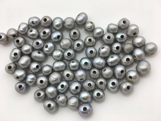 30pcs AA+ 7.3-8.3mm 2.2mm large hole gray potato pearls, cultured potato pearl, loose freshwater pearl, white pearl strand, 30pcs, CR8-T2