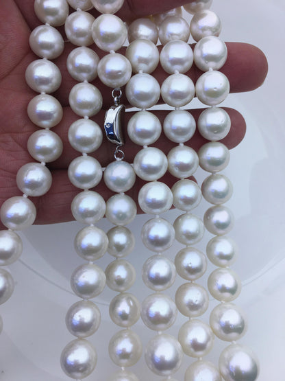 17.5 inches AA+ 11-13mm white round freshwater Pearl necklace, genuine freshwater Pearl necklace, Natural Pearl Necklace, NPN1-068
