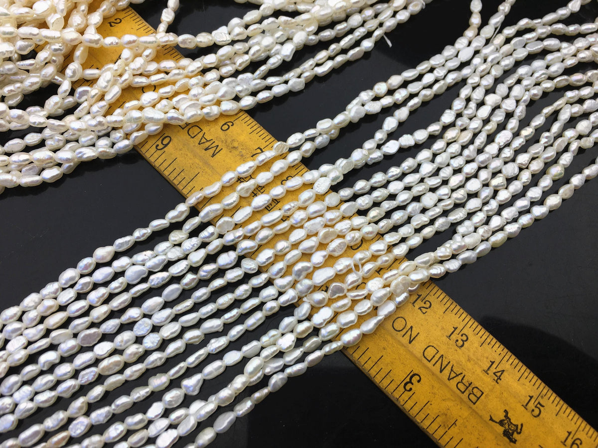 AA+ 3.2-3.7mm white nugget seed pearls,irregular nugget freshwater pearl strand,cheap price,pearl factory china,LM3-2A-7