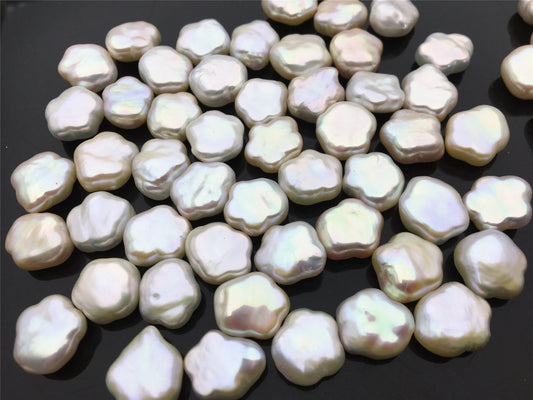 Rare!AAA 13-14mm Wite/Pink THICK Flower White Pearl, Freshwater pearl Butterfly, for your design, Cultured Pearls Maggie Designs, ZS-17-15