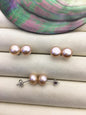 1 pair AAA 8.5-9mm Natural Rainbow Pearl Stud Earrings, pearl earrings, S925 Sterling Silver, classic pearl studs, SE1-T21