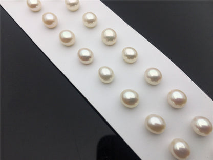 2 pairs AAA 6.3-7mm white rice freshwater pearls pairs, oval pearl earrings, tear drop pearl earrings, for dangle pearl earrings, LR6-3A-9