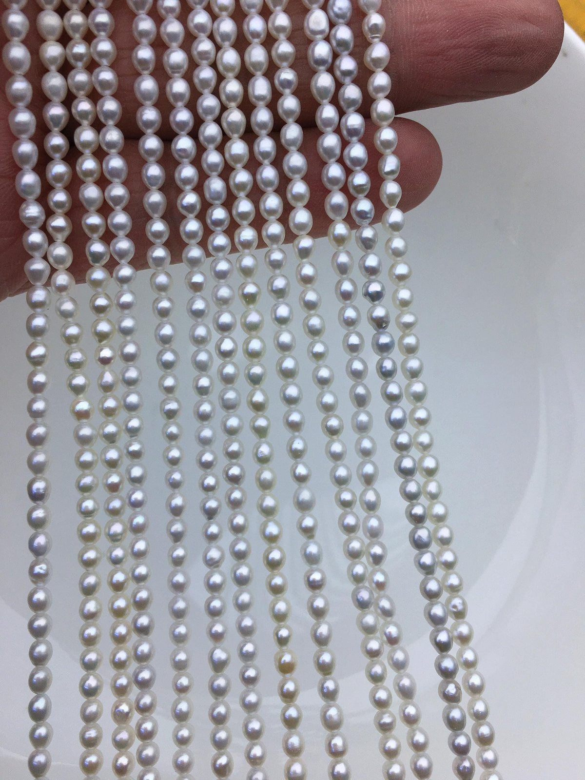 AAA 3-3.5x3.5-4mm white oval pearls, full strand, oval loose pearl beads, diy pearl, genuine pearl, Cultured pearl, diy pearl beads, LR3-3A-31