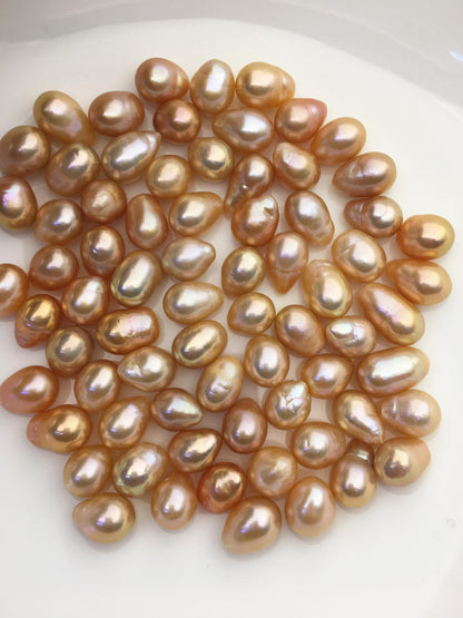 9pcs AAA/AA+ 10-11mm orange long rice Edison Freshwater Pearl,no hole,ED10-3A-2-34