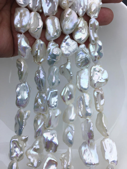 AA+ 14-16mm white twist long keshi Freshwater Pearl, DIY Loose Freshwater Pearl, wholesale price, china wholesale pearl, ZS-200-116
