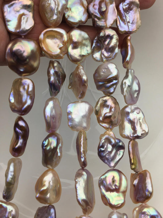 Purple Keshi Freshwater Pearl Strand — 16–19 mm